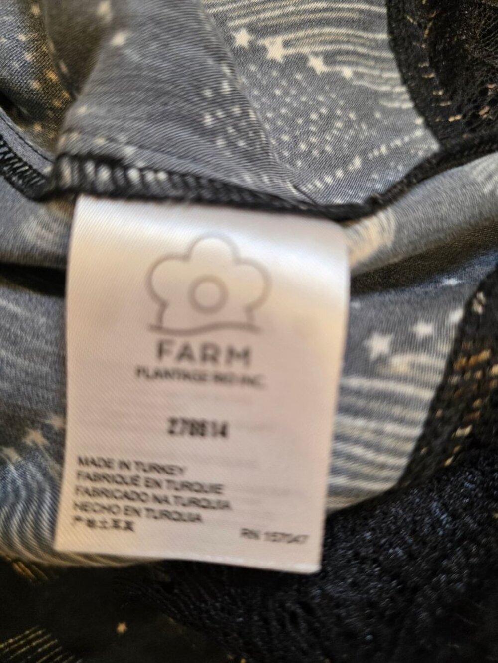 Farm Rio Anthropologie XS Black Metallic Tropical Print Midi Dress Balloon Stars - Picture 11 of 11